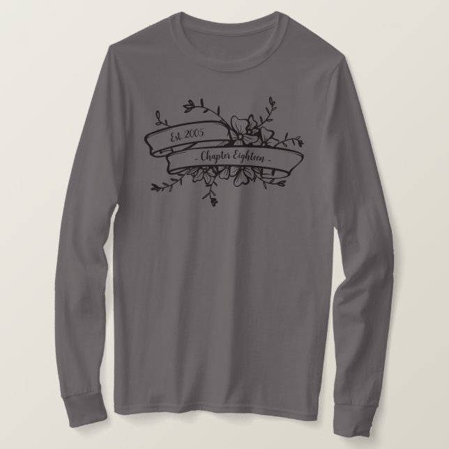 Birthday Floral Chapter Book Custom Long Sleeve T-Shirt (Design Front)