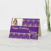 Birthday Floral Gold purple