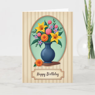 Birthday Floral Oval Card