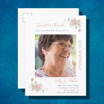 Birthday Floral Photo Invitation Postcard<br><div class="desc">A modern and minimalist birthday invitation. Our collection of elegant birthday invitations designs means you can guarantee that RSVP. The soft pastel pink floral touches are subtle to let the radiance of your photograph shine through.</div>