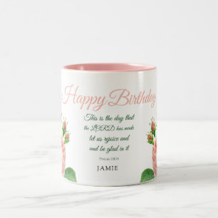 Birthday Floral Psalm 118:24 Two-Tone Coffee Mug