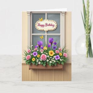 Birthday Floral Window Card