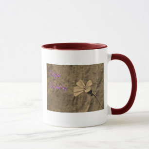 Birthday Flower and Stone in Sepia Mug