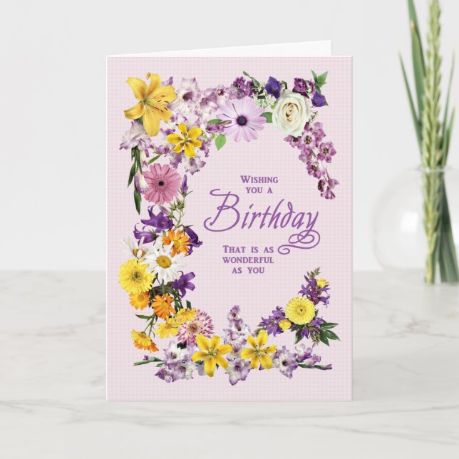 Birthday Flower Frame Card (Front)