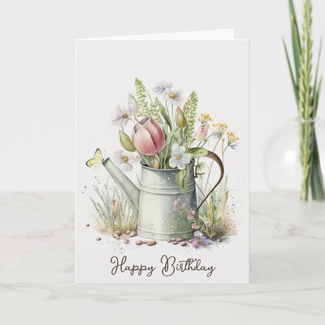 Birthday Flower Watering Can Card (Front)