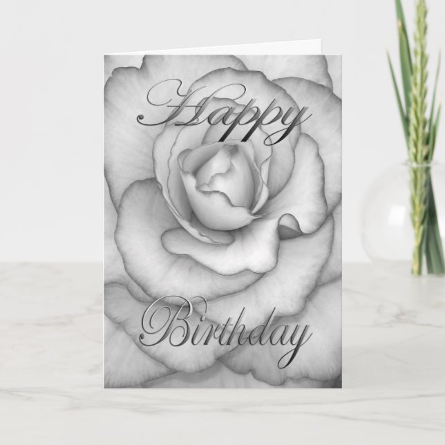Birthday Flower white and black Card (Front)
