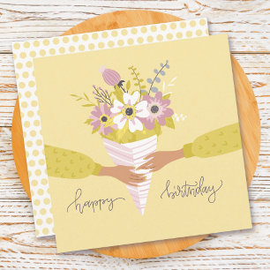 Birthday Flowers Bouquet Flat Card