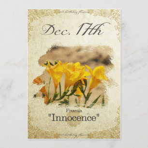 Birthday flowers on December 17th "Freesia" Card