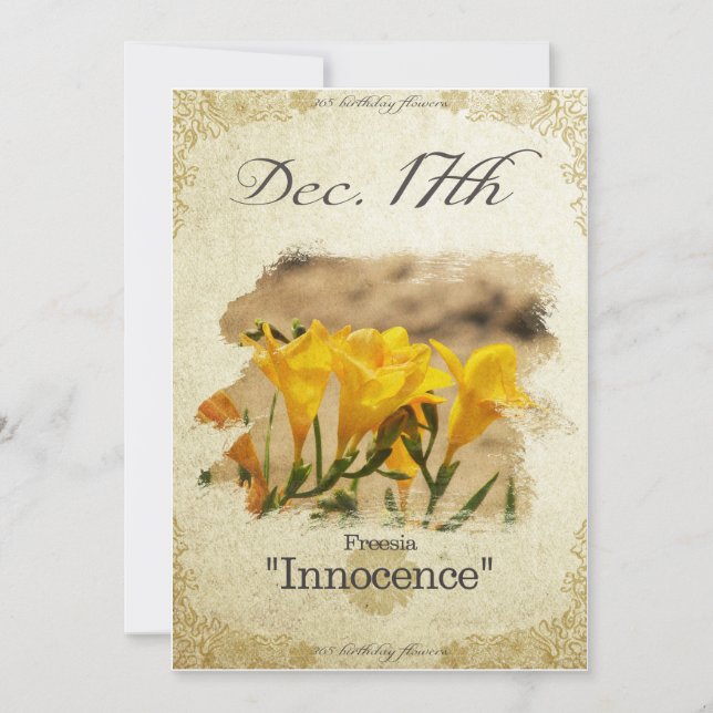 Birthday flowers on December 17th "Freesia" Card (Front)
