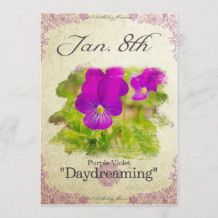 Birthday flowers on January 8th "Purple Violet" Card