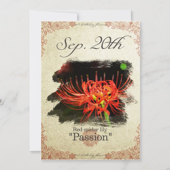 Birthday flowers on Sep. 20th "Red spider lily" Card (Front)