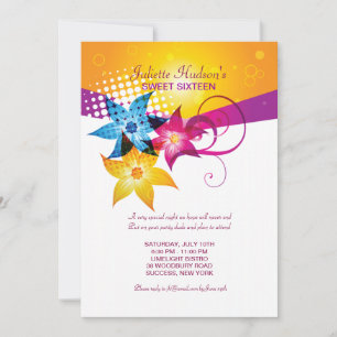 Birthday Flowers Sweet Sixteen Invitation