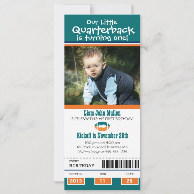 Birthday Football Ticket Invitation (Front)