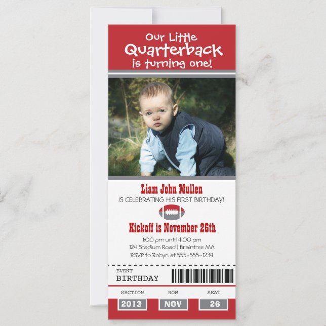 Birthday Football Ticket Invitation (Front)