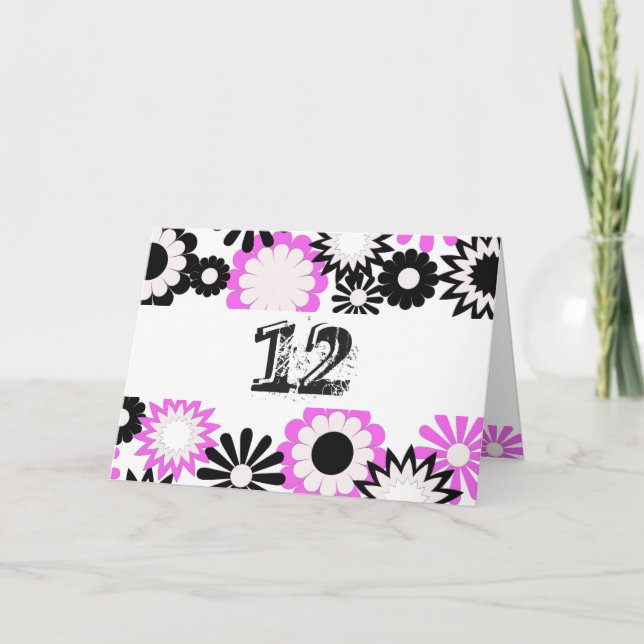 Birthday for a 12 year old, bright flowers. card (Front)