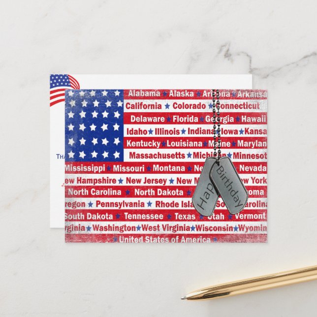 Birthday For a Military Soldier Postcard (Front/Back In Situ)