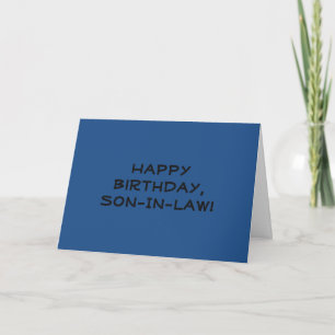 Birthday for a son-in-law, black letters on blue. card
