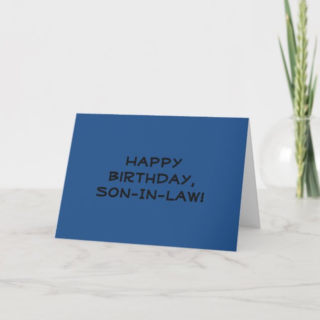 Birthday for a son-in-law, black letters on blue. card (Front)