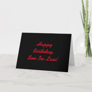 Birthday for a son-in-law, red letters on black. card