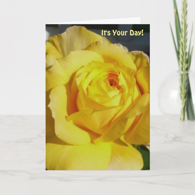 Birthday for anyone, yellow rose. card (Front)