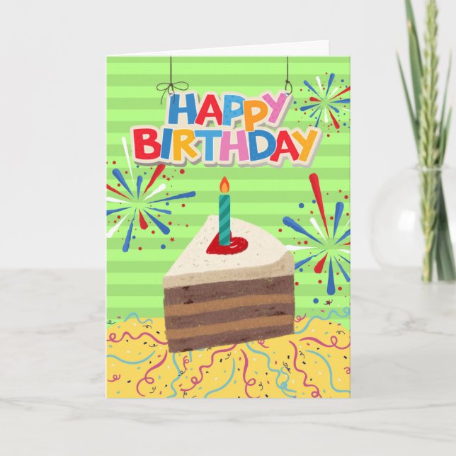 Birthday for Boyfriend Piece of Cake Card (Front)