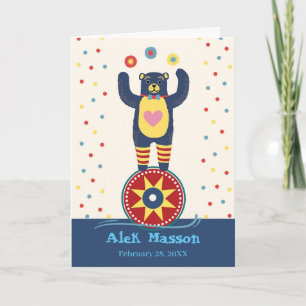 Birthday for Child Circus Bear Juggling Card