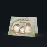 Birthday for Daughter Cute  Sparrow Bird Family Card<br><div class="desc">Watercolor Cuddling Sparrow Bird Family to wish your Daughter Happy Birthday</div>