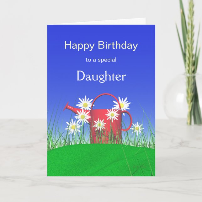 Birthday for Daughter Daisies and Watering Can Card (Front)