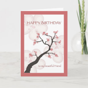 Birthday for Friend, Chinese Blossom Tree Card