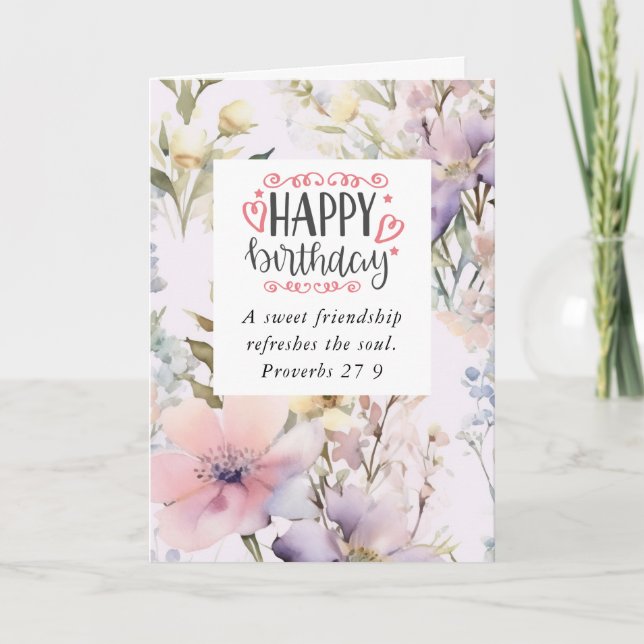 Birthday for Friend Flower Garden Bible Verse  Card (Front)