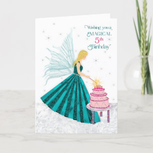 Birthday for Girl 5 Magical Fairy Lighting Candle Card