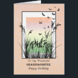 Birthday for Granddaughter, with butterflies<br><div class="desc">Birthday card for your granddaughter. A beautiful birthday card showing meadow grasses and butterflies.An abstract sunset in the background lends a lovey tranquil atmosphere. A lovely verse inside completes this birthday card to say "happy birthday".</div>