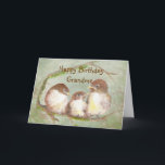 Birthday for Grandma Cute Sparrow Bird Family Card<br><div class="desc">Watercolor Cuddling Sparrow Bird Family to wish your grandmother Happy Birthday</div>