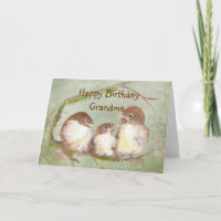 Birthday for Grandma Cute Sparrow Bird Family