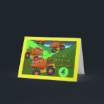 Birthday for Grandson, Dump Trucks and Cupcakes Card<br><div class="desc">Colourful dump trucks are loaded with cupcakes for a grandson's 4th birthday.</div>