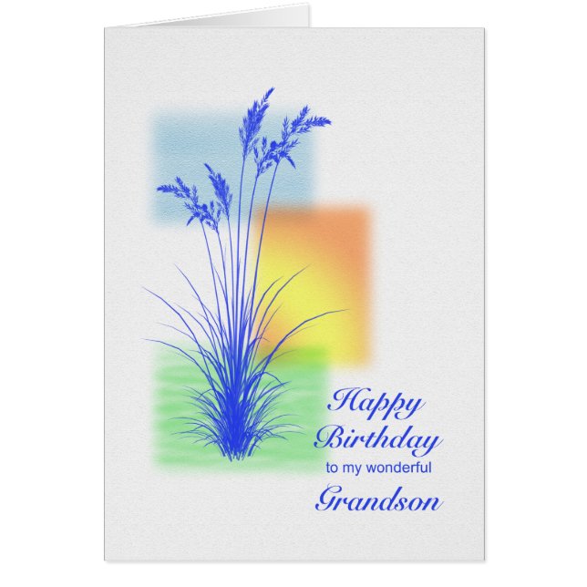 Birthday for Grandson, grasses scene (Front)