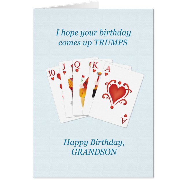 Birthday for Grandson, Hearts Full House (Front)