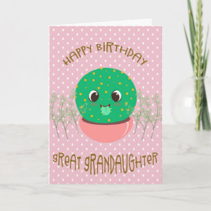 Birthday for Great Granddaughter with Cute Cactus Card
