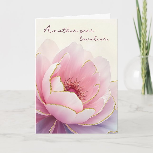 Birthday for Her Another Year Lovelier Large Peony Card (Front)