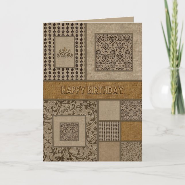 Birthday For Him Shades of Brown Unique Patterns Card (Front)