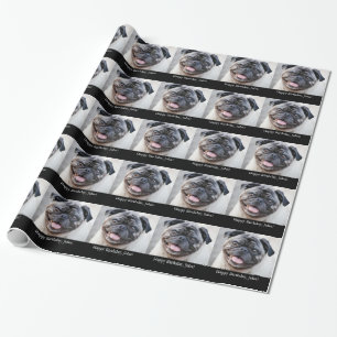 Birthday, for John, cute pug, gift wrap. Wrapping Paper