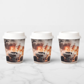 birthday for kids boys party car monster truck paper cups