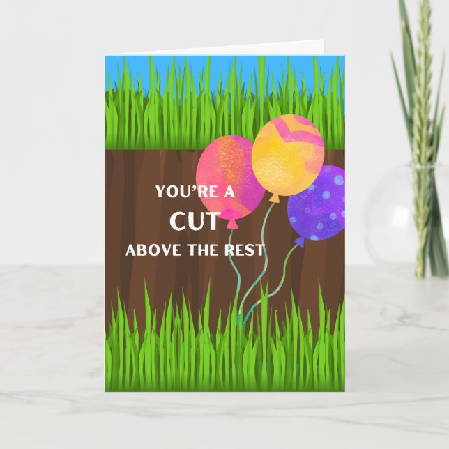Birthday for Landscaper with Grass Balloons Card (Front)