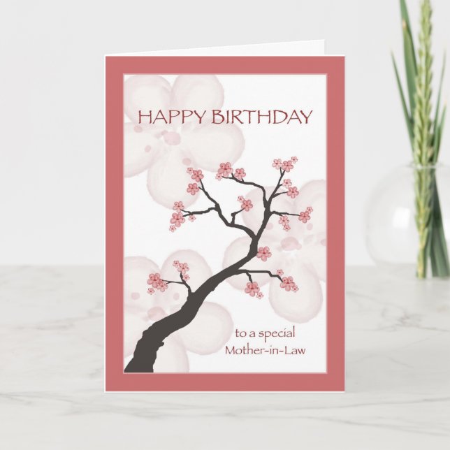 Birthday for Mother-in-Law, Chinese Blossom Tree Card (Front)