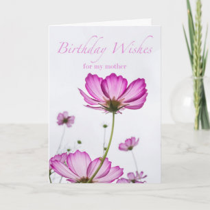 Birthday for Mother, Poem Inside, Cosmos Flowers Card