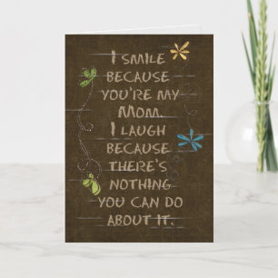 Birthday for Mum-floral glitter on brown Card