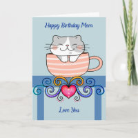 Birthday for Mum with Cat in Coffee Cup