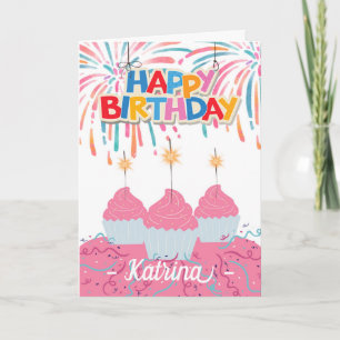 Birthday for Sister Add a Name With Pink Cupcakes Card