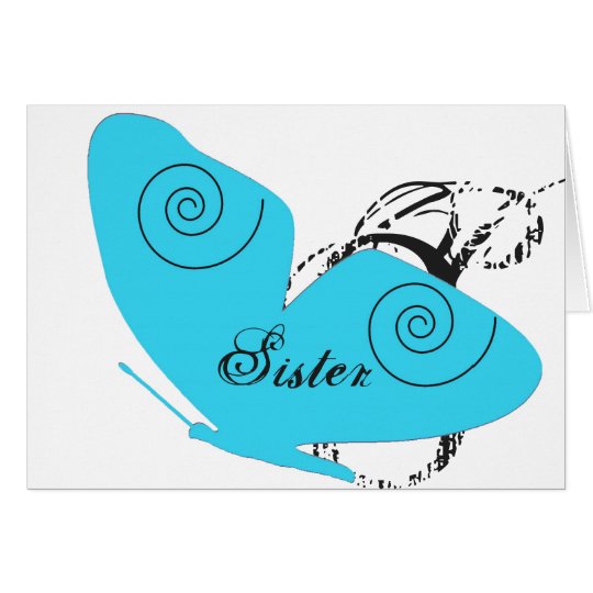 Birthday for sister, big, light blue butterfly. card