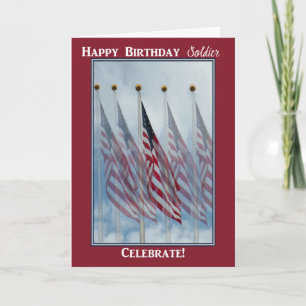 Birthday for Soldier with Five Flags Card